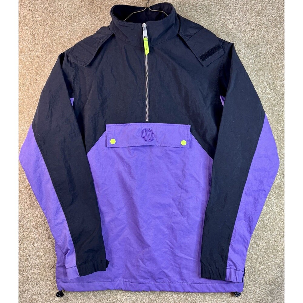 Lazy Oaf Lazy Quarter Zip Black Purple Jacket Men's Extra Small Fits Big Ski